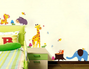 Наклейка "Животные джунглей XL" на стену в детскую комнату, сад